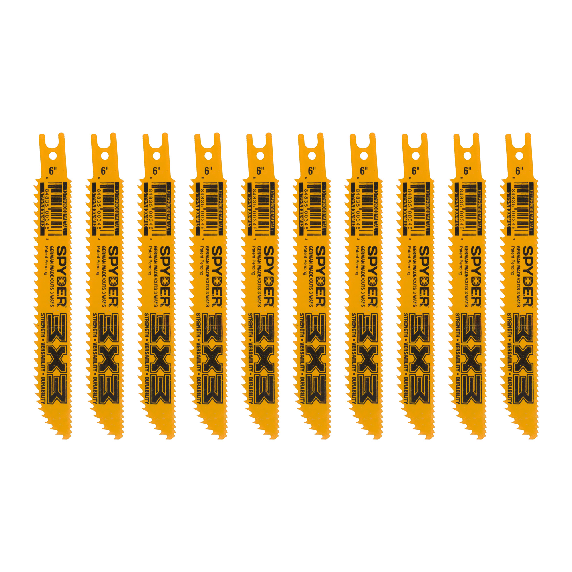 SPYDER Double-Sided 6-Inch 6/10-TPI Double-Edged Reciprocating Saw Blade (10-Pack) 200199